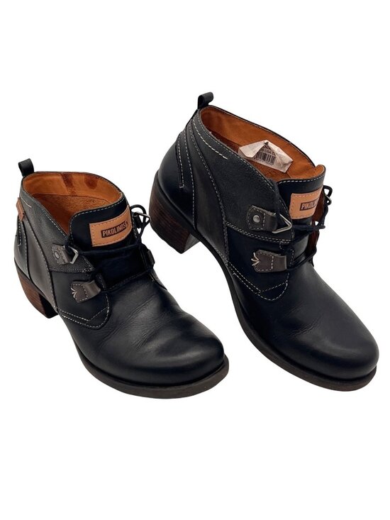 PIKOLINOS Shoes - Pikolinos Le Mans Black Leather Ankle Boots Buckle Details Womens 38 EU / 7.5 US